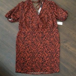 🔥🐾Animal print Puff-Sleeve Dress PLUS SIZE🐾🔥